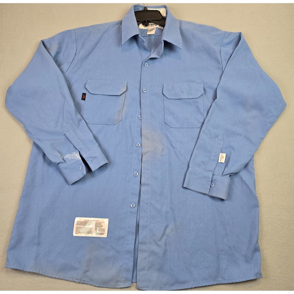 Armorex FR by UniFirst Men's Flame Resistant Work Shirt Blue Size 17.5-02 XXL